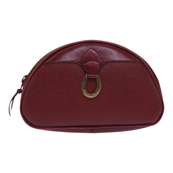 Dior Demi-Lune Burgundy Canvas Clutch Bag (Pre-Owned) - Picture 1 of 16